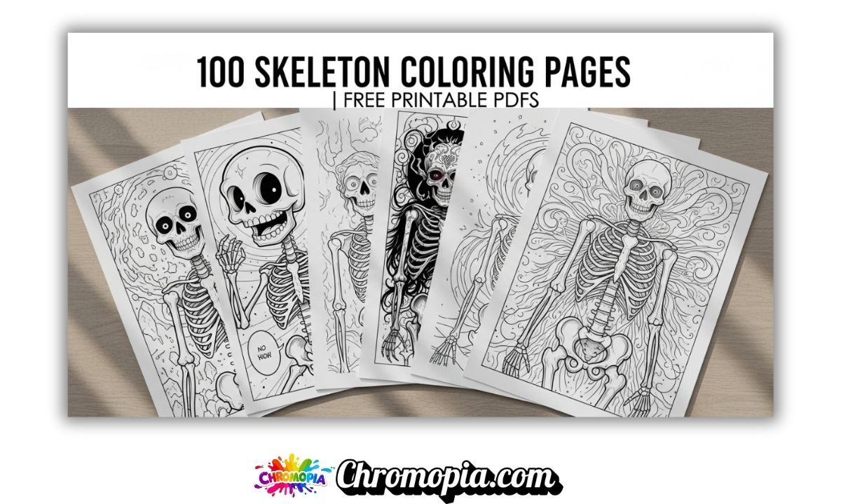 100 Skeleton Coloring Pages: Free Printable PDFs for Kids, Students, and Adults 5 free-printable-skeleton-coloring-pages