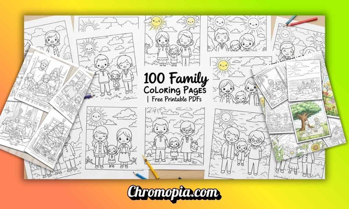 100 Family Coloring Pages (Free Printable PDFs) Celebrate Love and Relationship Bonds 7 family-coloring-pages