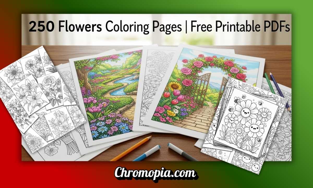 250 Flowers Coloring Pages (Free Printable PDFs) Bloom with Creativity Every Day 2 flower-coloring-pages
