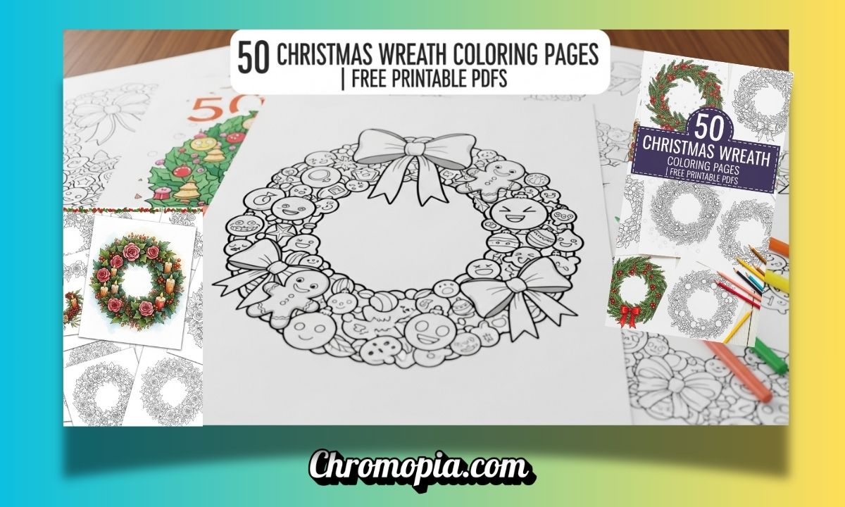 50 Christmas Wreath Coloring Pages (Free Printable PDFs) 6 christmas-wreath-coloring-pages