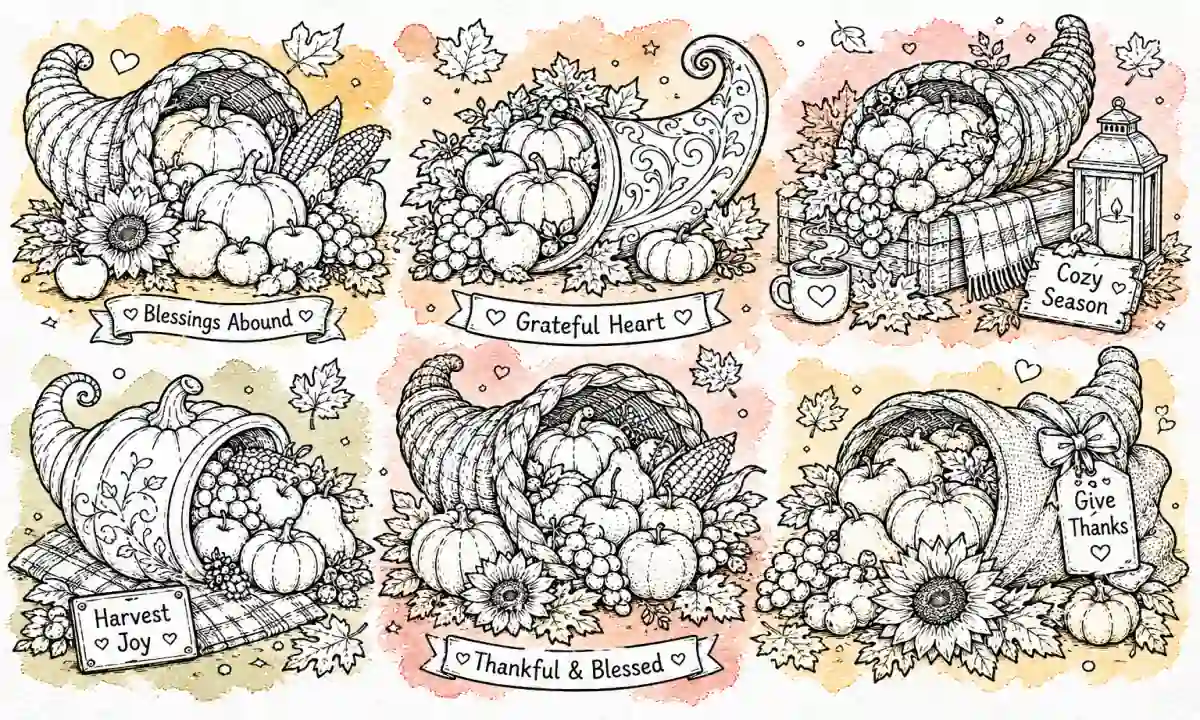 50 Cornucopia Coloring Pages: (Free Printable PDF Sheets)