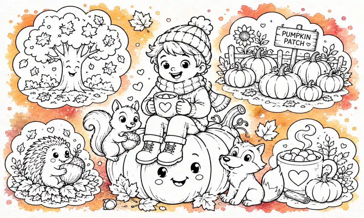 200 Fall Coloring Pages — Free Printable PDFs - Autumn Animals, Fantasy, Cultural Scenes and Celebrations