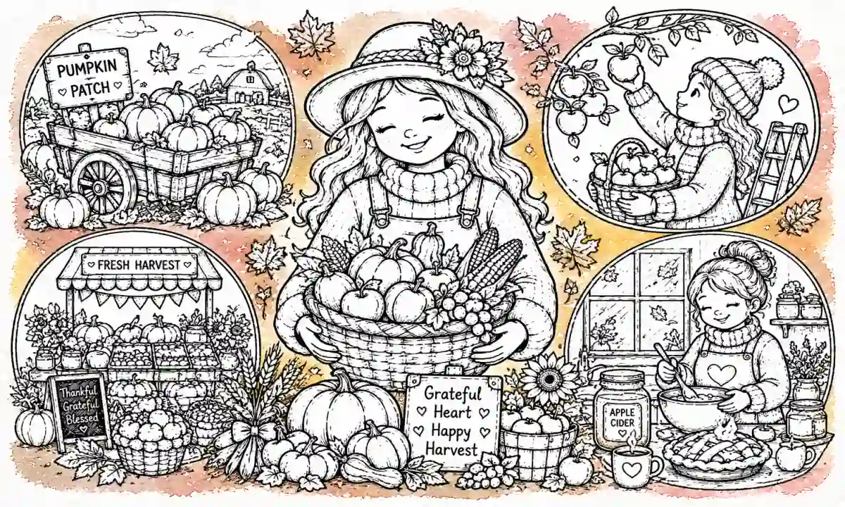 100 Harvest Coloring Pages: (Free Printable PDF Sheets)