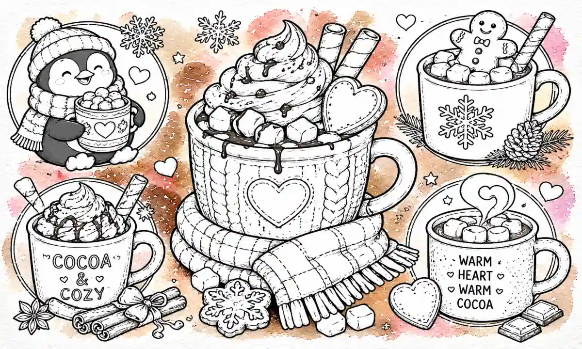 50 Hot Chocolate Coloring Pages (Free Printable PDFs)