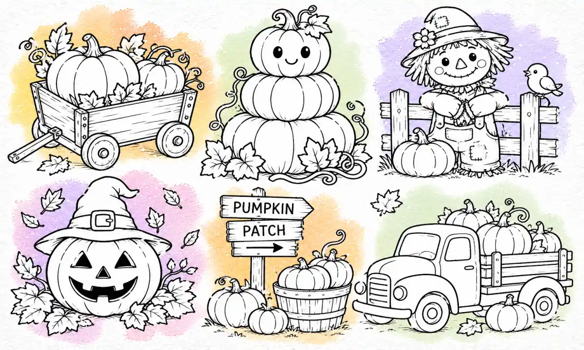 100 Pumpkin Coloring Pages: Free Printable PDFs