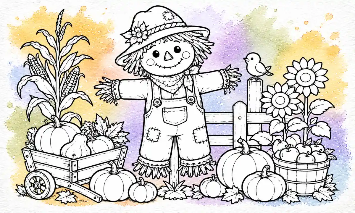 100 Scarecrow Coloring Pages: Free Printable PDFs