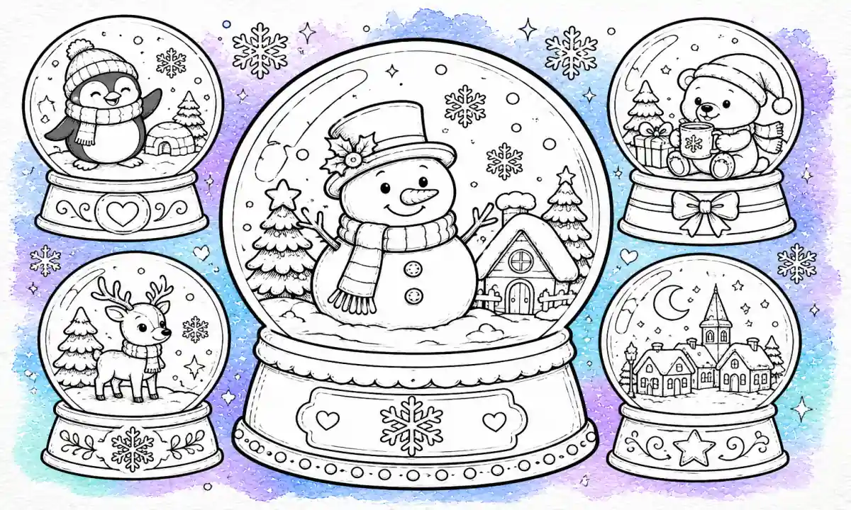 60 Snow Globe Coloring Pages (FreePrintable PDFs)