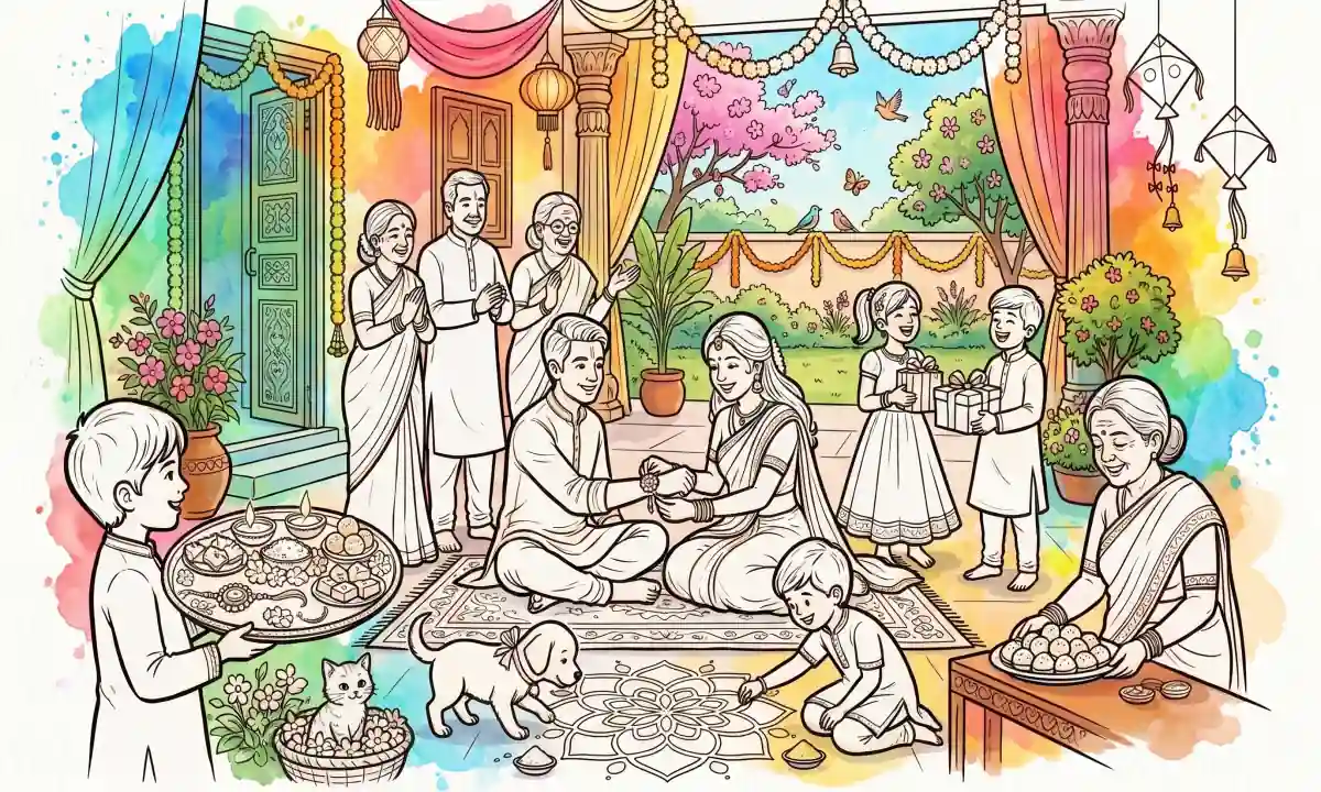40 Free Raksha Bandhan Coloring Pages — 2026 Celebrations, Sacred Stories, Funny Moments and Festival Art