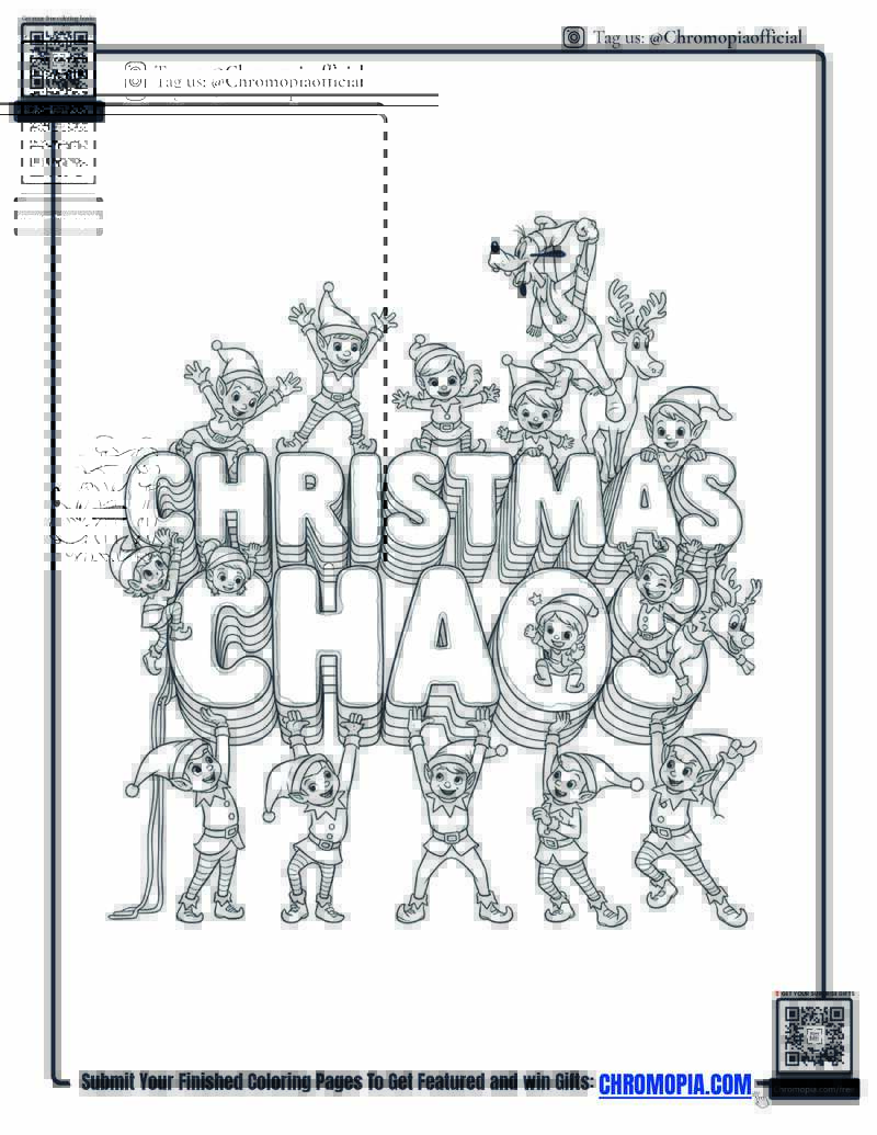 Elf Lifting Puffy Giant Text Coloring Page