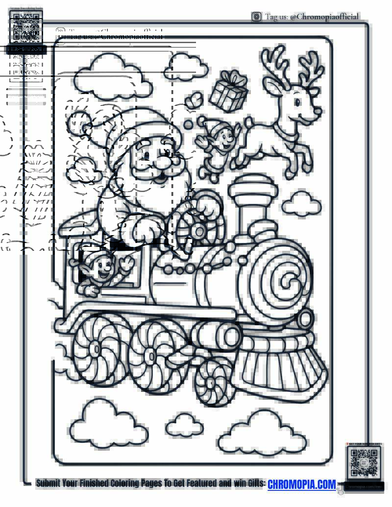 Santa’s Candy Train Coloring Page