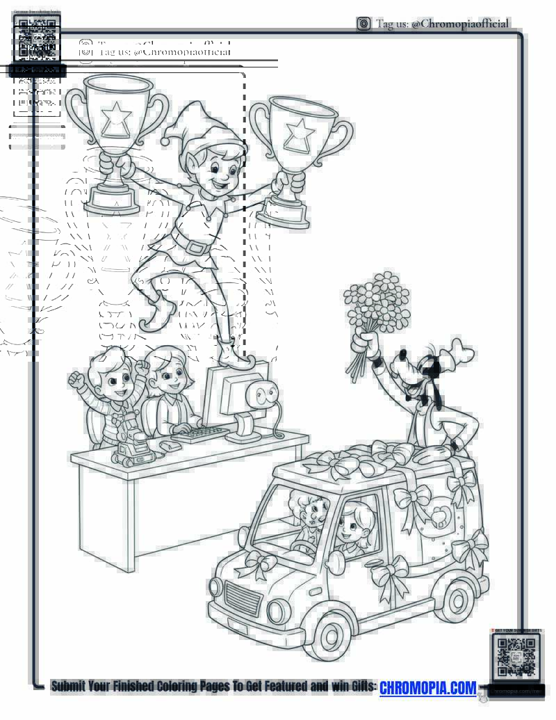 Elf At Employee Appreciation Day Coloring Page