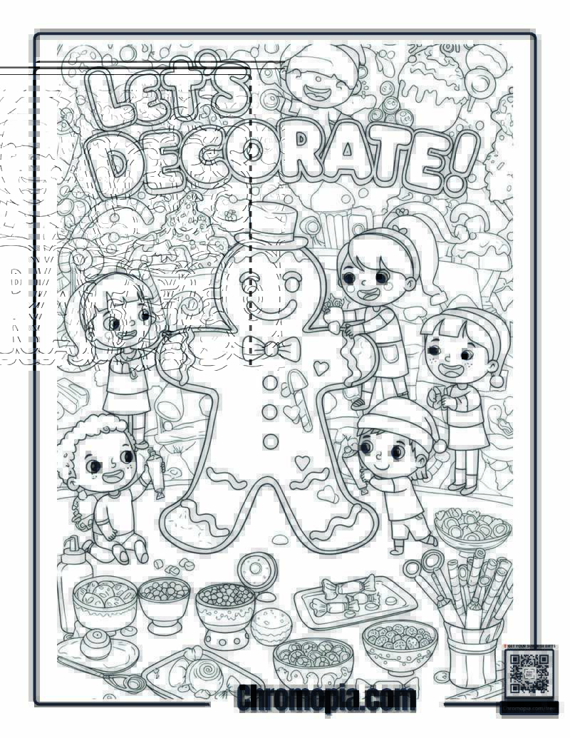 Coloring Pages of Kids Decorating Gingerbread Man – Gingerbread Man Getting a Frosting Makeover