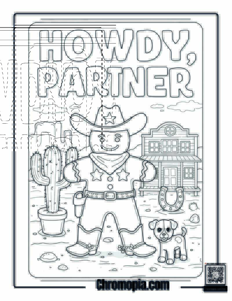Cowboy Gingerbread Man Coloring Page – Yeehaw! Gingerbread Sheriff in the Candy Cane Wild West