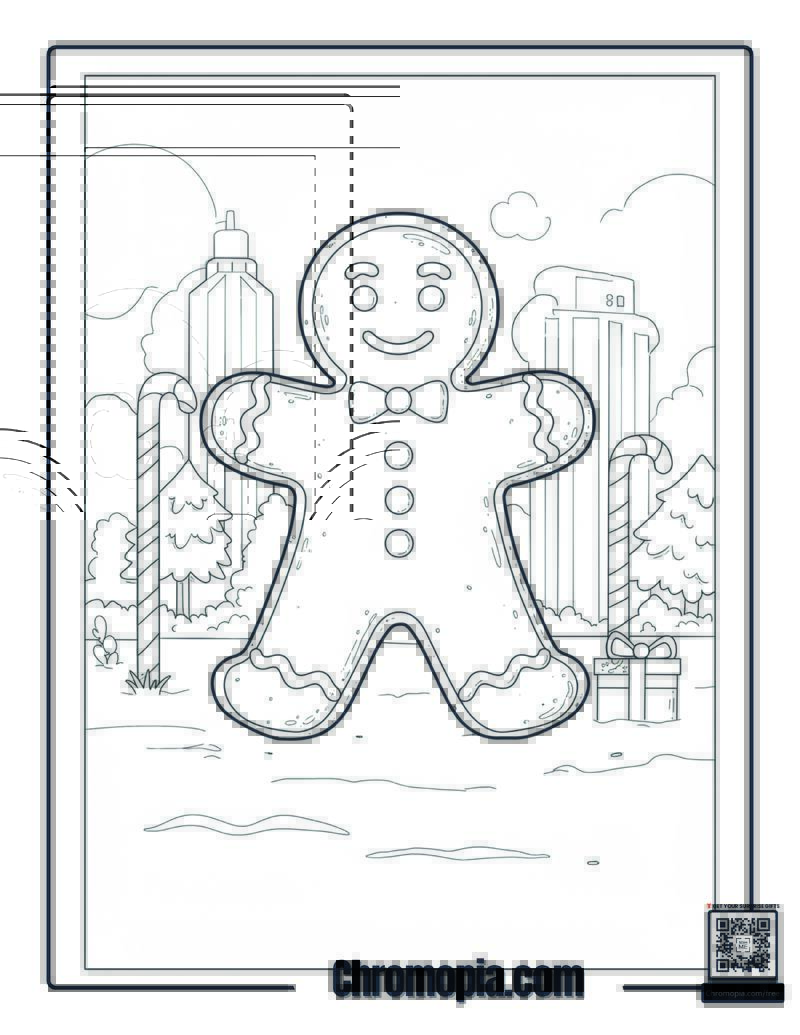 Ultra-Realistic Human Style Gingerbread Man with Facial Expressions coloring page