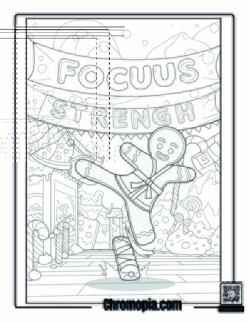 Gingerbread Man Practicing Martial Arts in a Zen Dojo coloring page