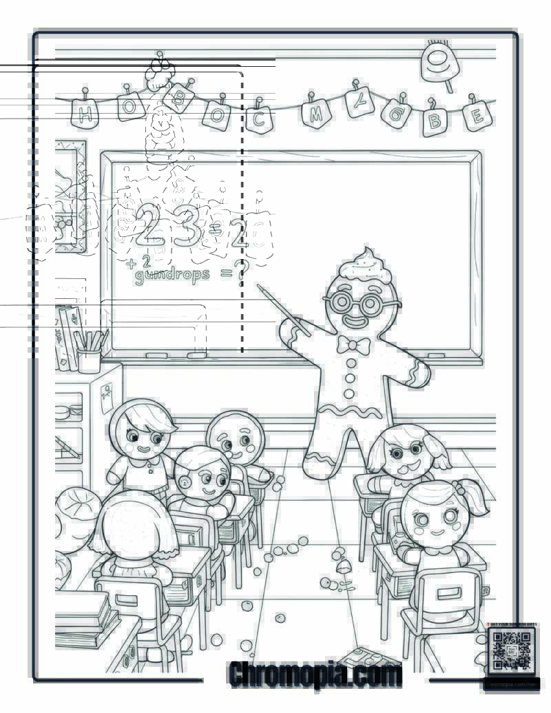 Gingerbread Man as a Teacher Coloring page