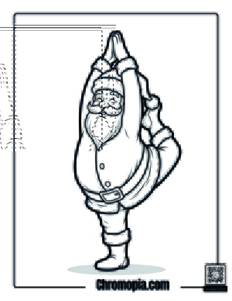 Santa Doing Yoga Coloring Page