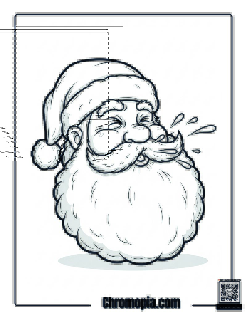 Santa Sneezing into His Beard Coloring Page