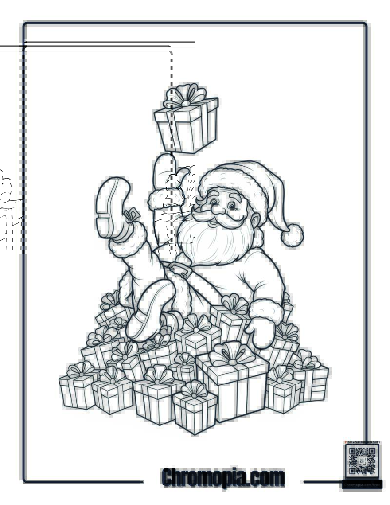 Santa Stuck in Chimney Coloring Page