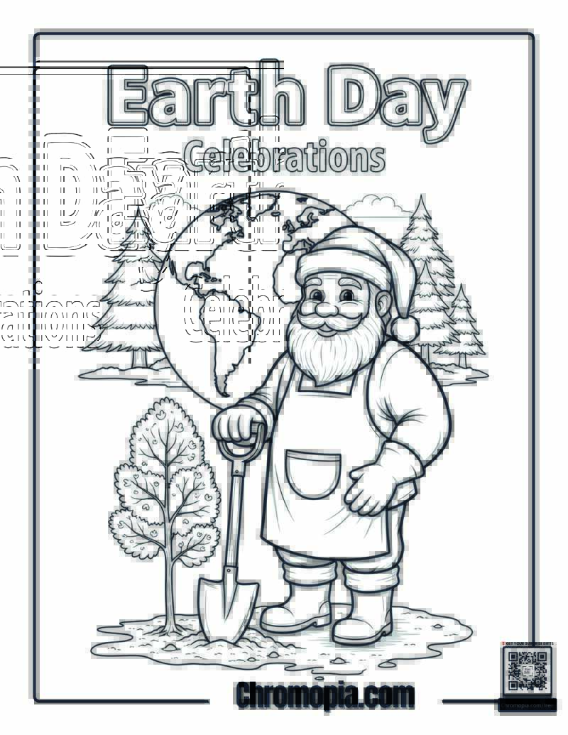 Earth Day Santa Coloring Page