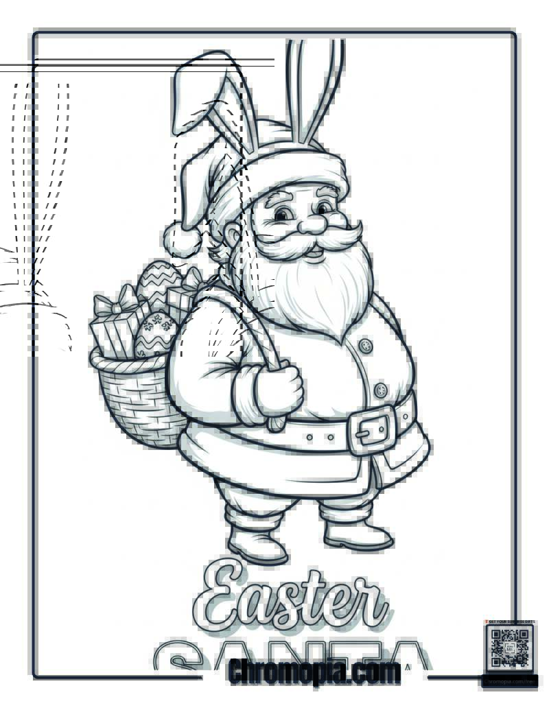 Easter Santa Coloring Page