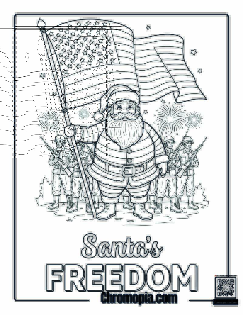 Fourth of July Santa Coloring Page