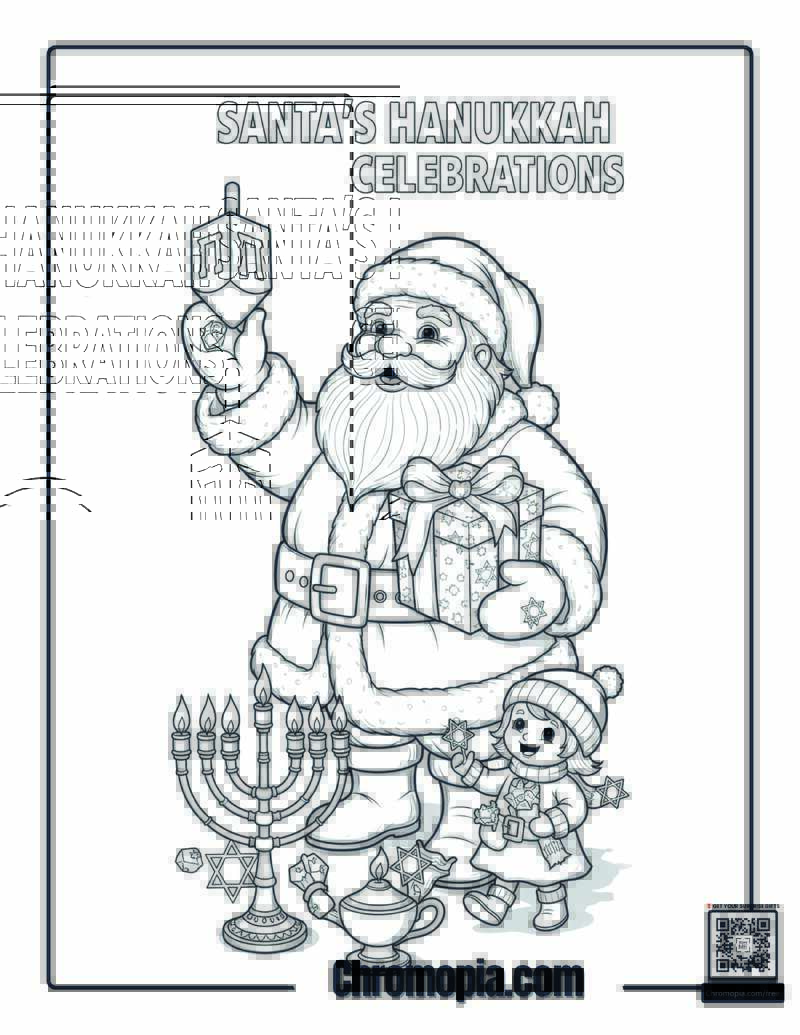 Hanukkah Santa Coloring Page
