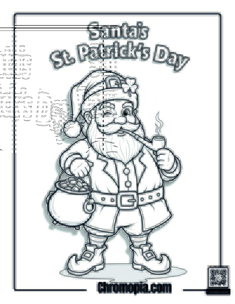 St. Patrick_s Day Santa Coloring Page