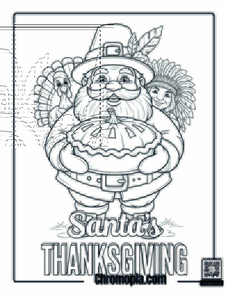 Thanksgiving Santa Coloring Page