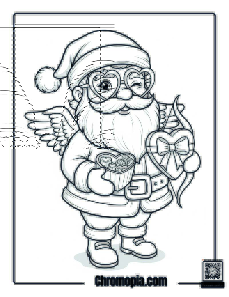 Valentine_s Day Santa Coloring Page