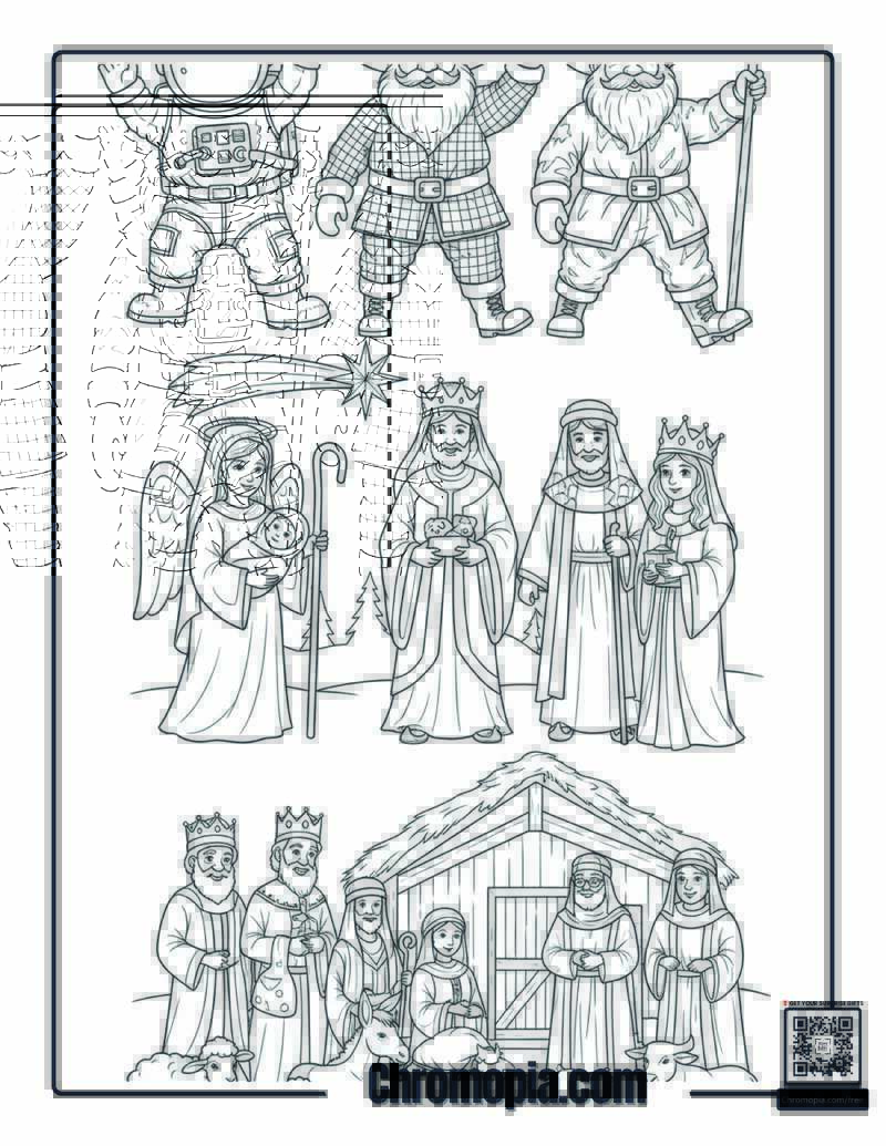Santa Parade with Funky Costumes Coloring Page