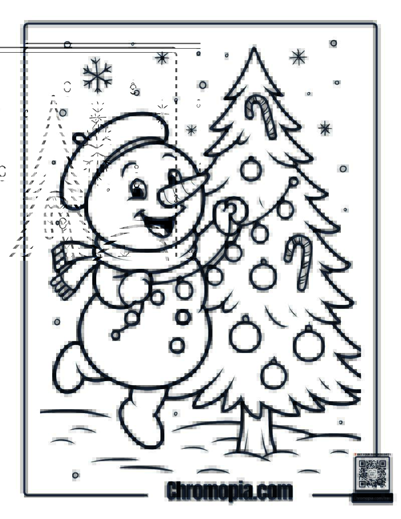 Christmas Snowman Coloring Page