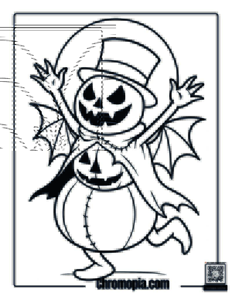 Pumpkin Snowman Coloring Page