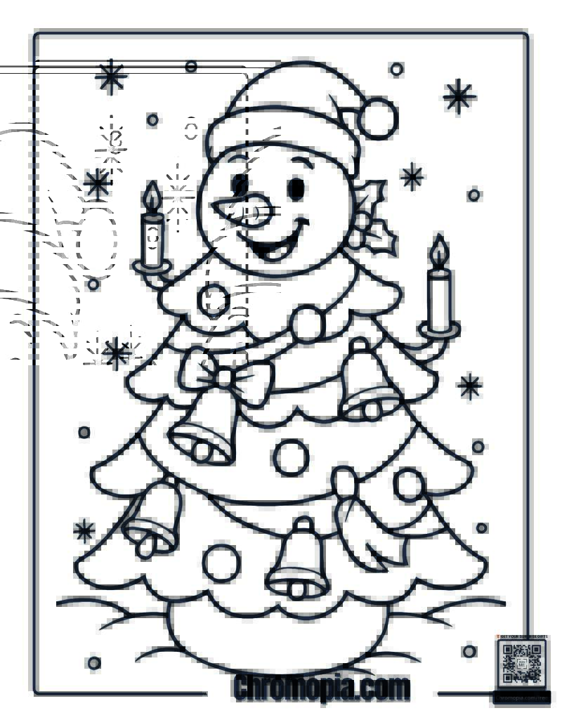Snowman Christmas Tree Coloring Page