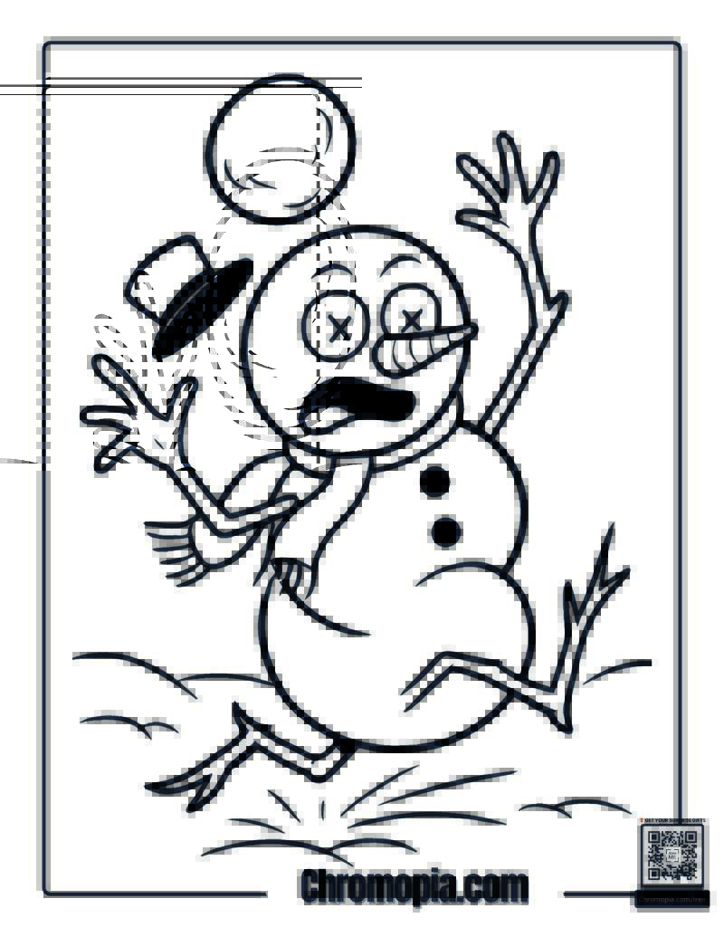 Clumsy Snowman Coloring Page