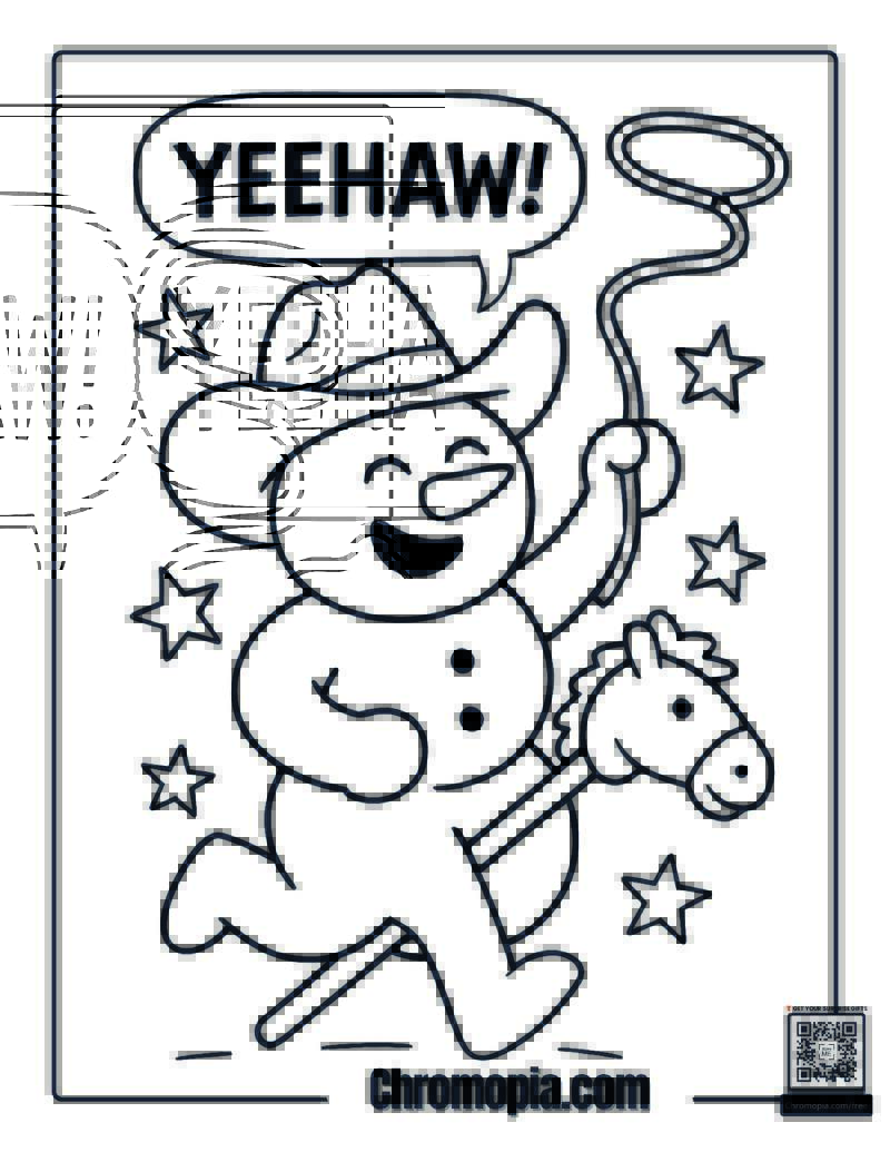 Cowboy Snowman Coloring Page