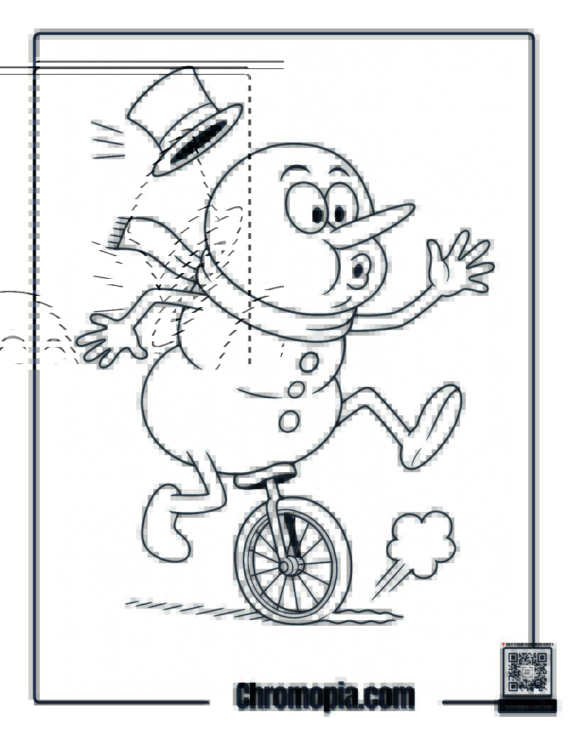 Flat Tire Snowman Coloring Page
