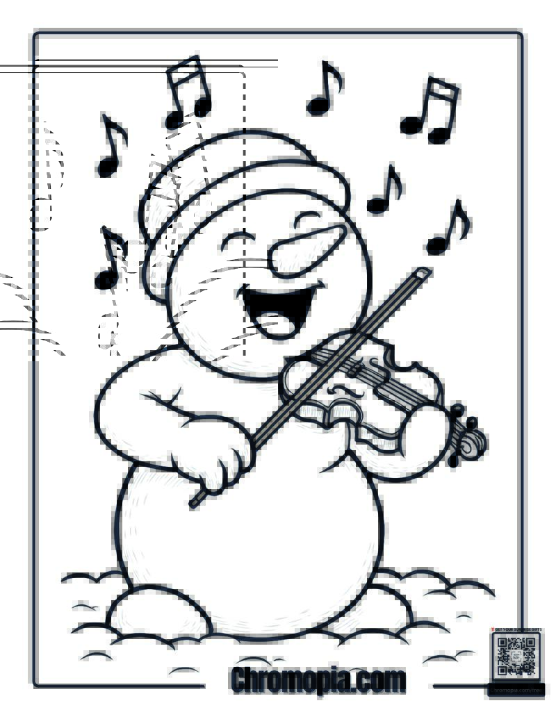 Musician Snowman Coloring Page