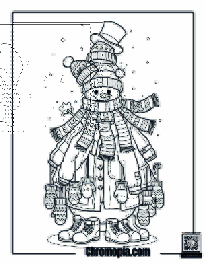 Overdressed Snowman Coloring Page