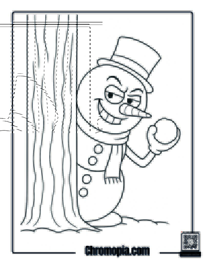 Pranking Snowman Coloring Page