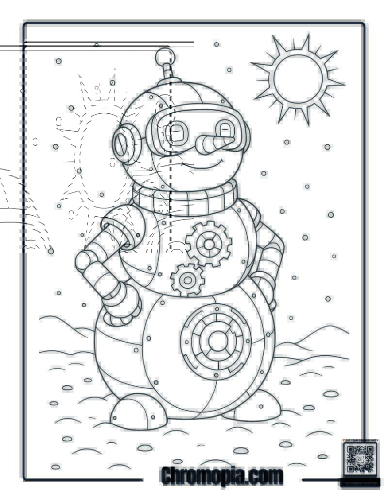 Robot Snowman Coloring Page