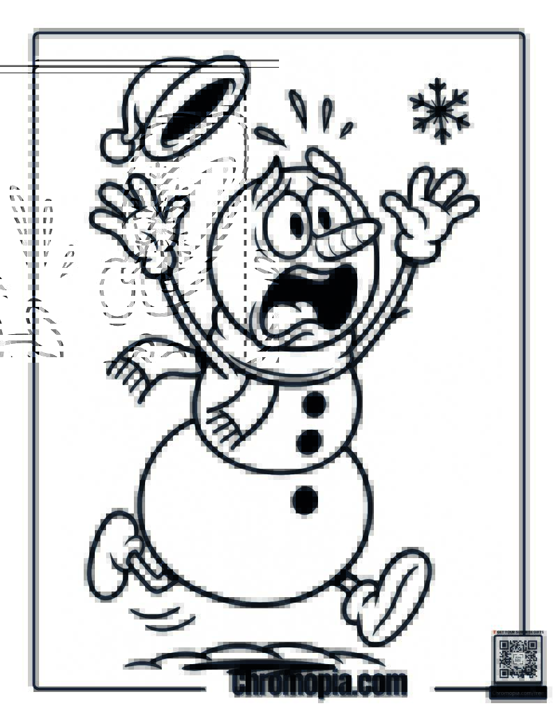 Scared Snowman Coloring Page