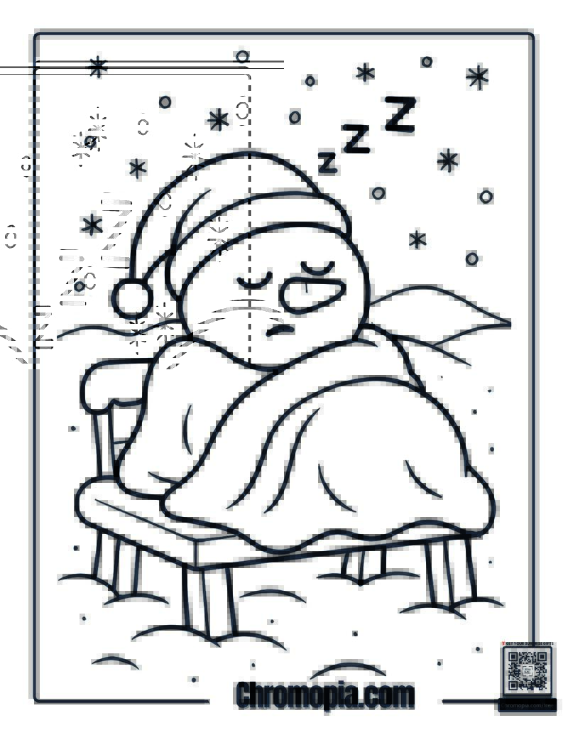 Sleepy Snowman Coloring Page
