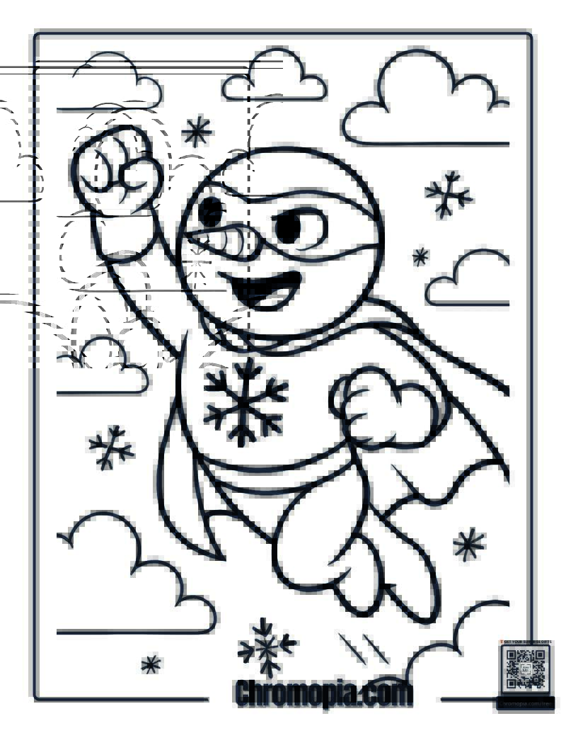 Superhero Snowman Coloring Page