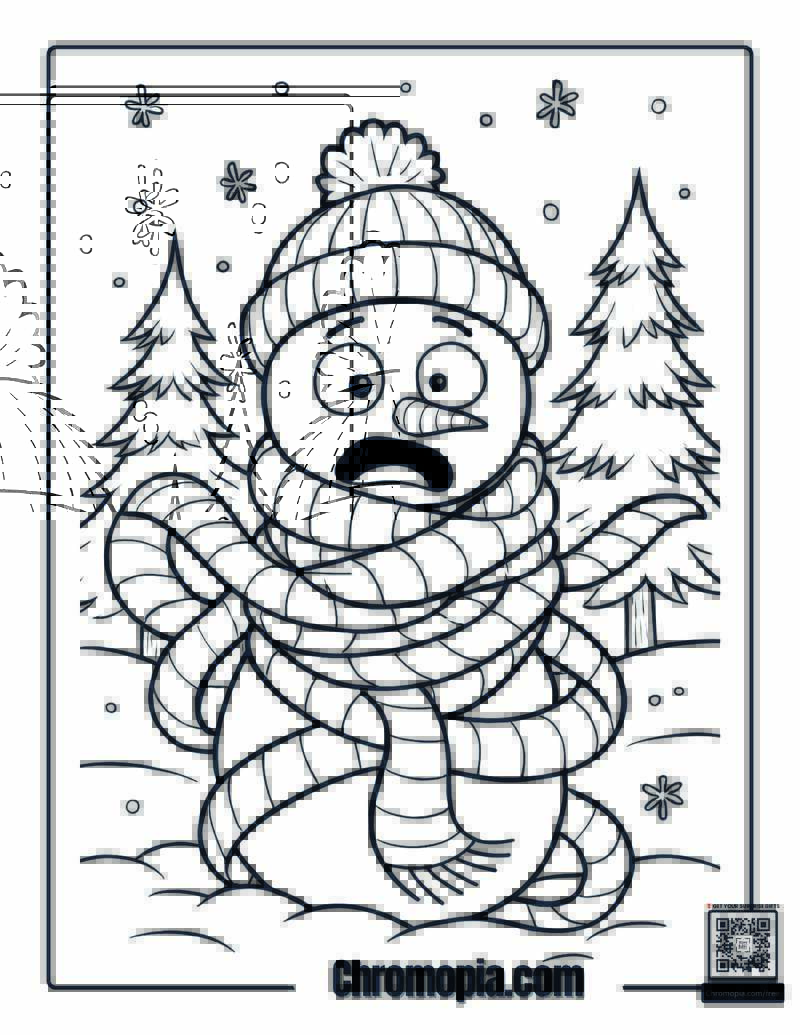 Tied-Up Snowman Coloring Page