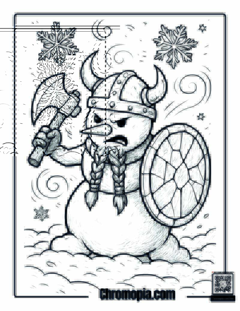 Viking Snowman Coloring Page