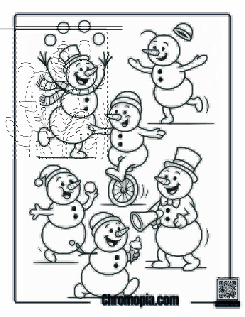 Snowman Circus Coloring Page