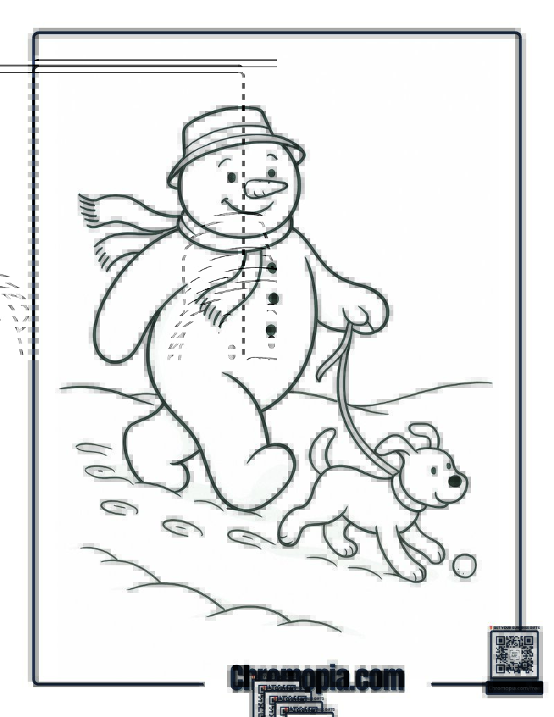 Snowman and the Snowdog Coloring Page