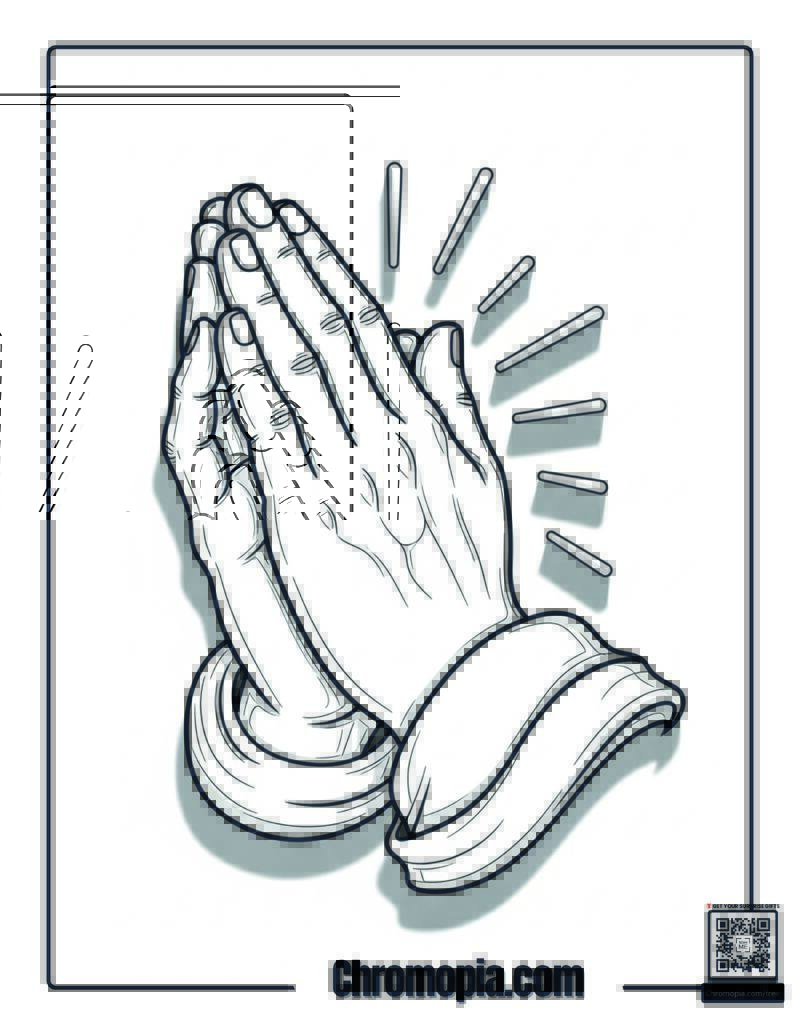 Hanukkah Blessing Hands Together Coloring Sheet