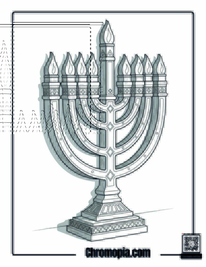Proud Hanukkah Menorah Standing Coloring Page